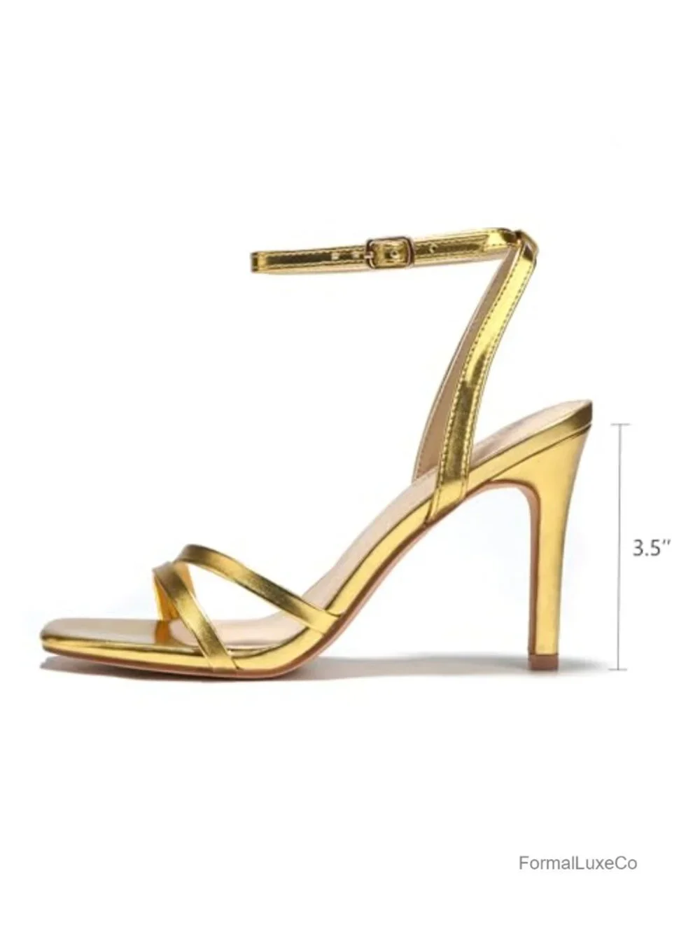 Strappy Ankle Strap High Heels 3.5 Inch Heeled Square Open Toe Sandals